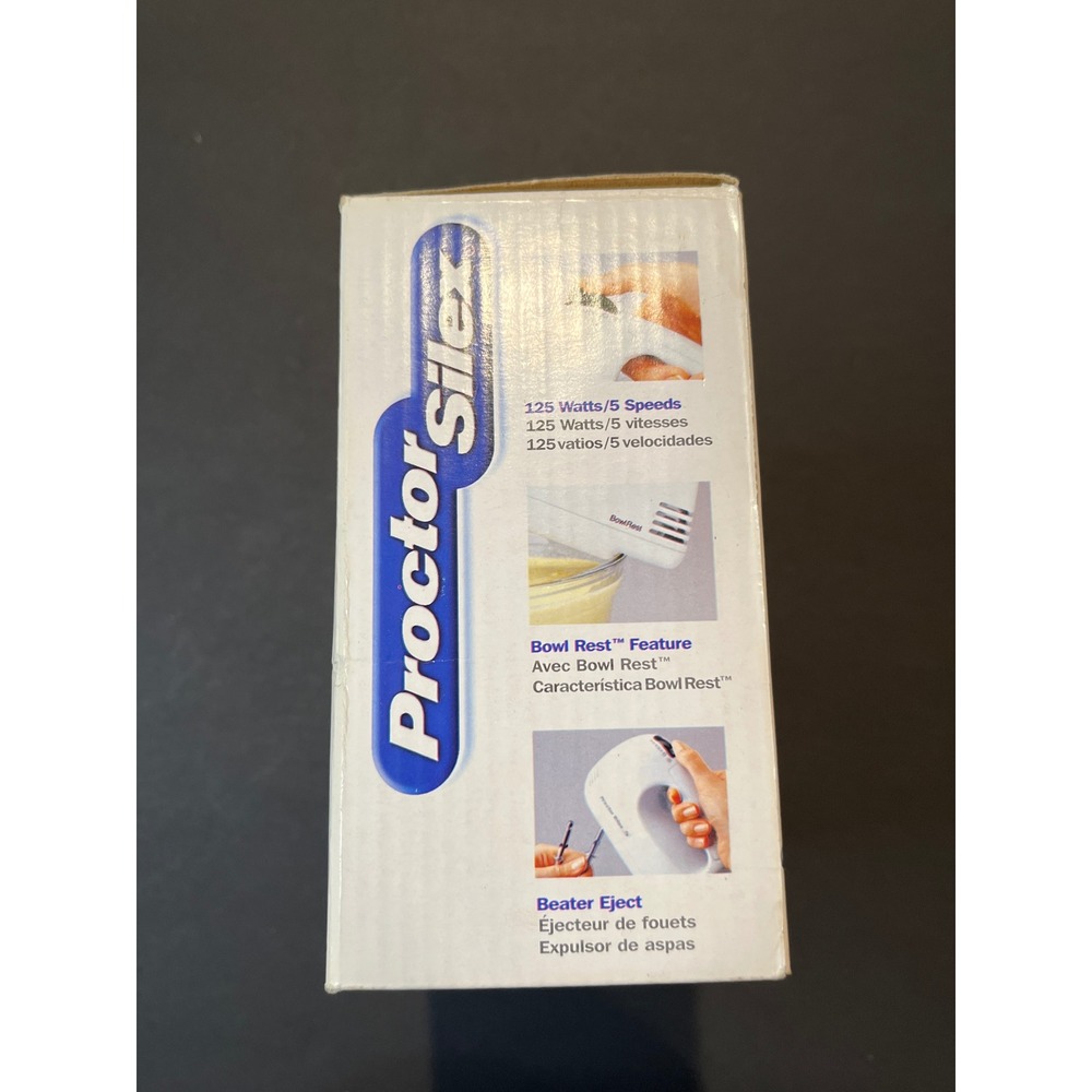 Proctor Silex Easy Mix 5 Speed Hand Mixer White 125 Watts 62515R Bowl Rest New - Picture 2 of 4